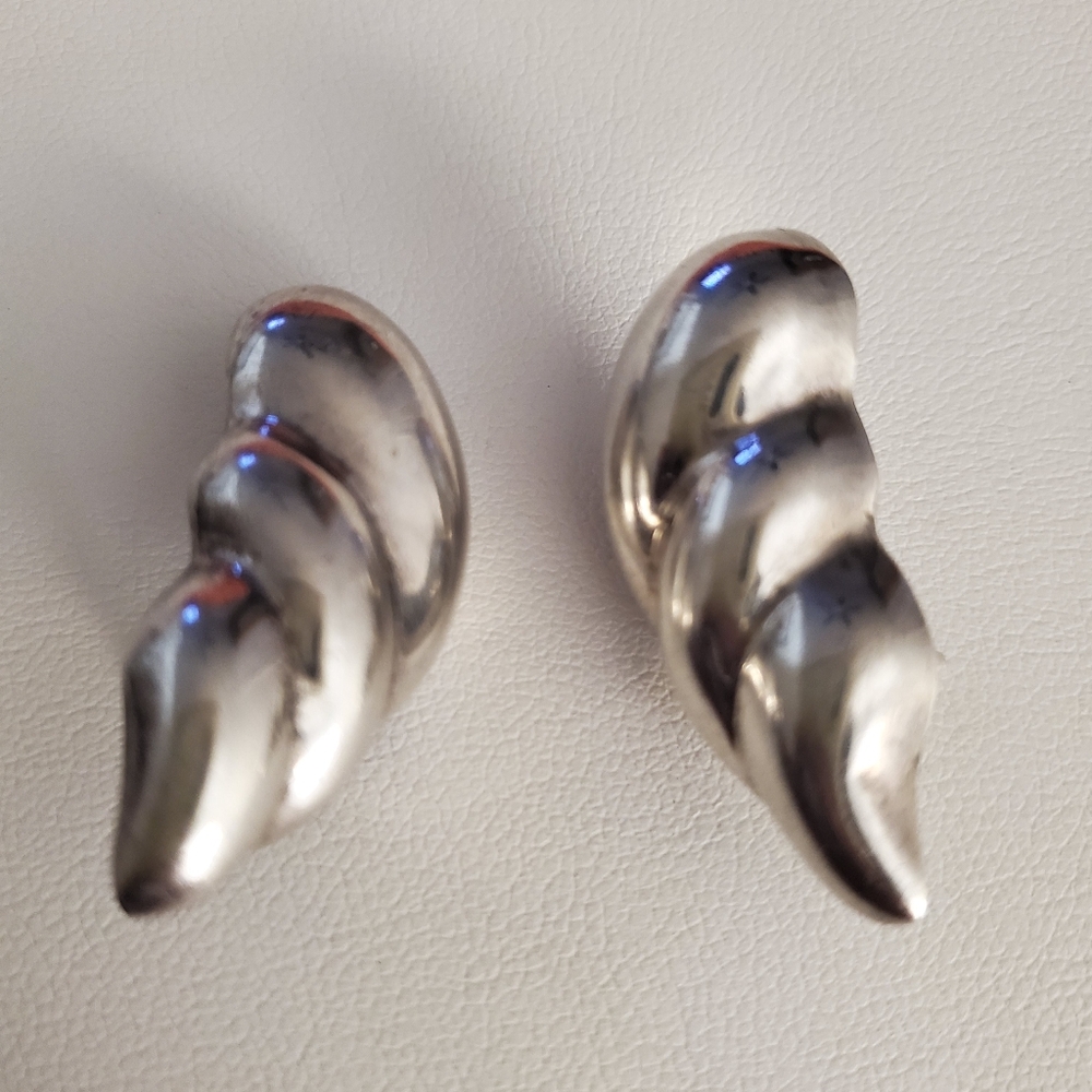 Sterling silver heavy abstract earrings..solid not hollow